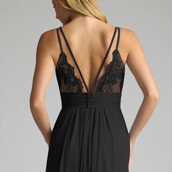 Azazie Maren Allure Bridesmaid Dress – Black – Size A14 - Picture 7 of 9